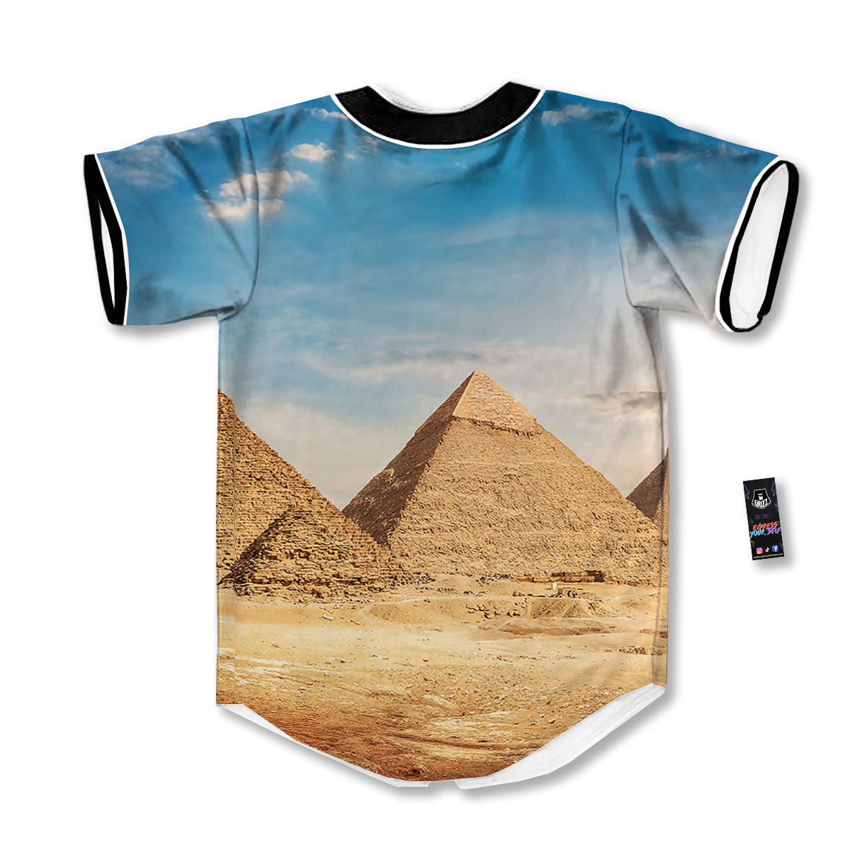 Pyramid Giza Print Baseball Jersey-grizzshop