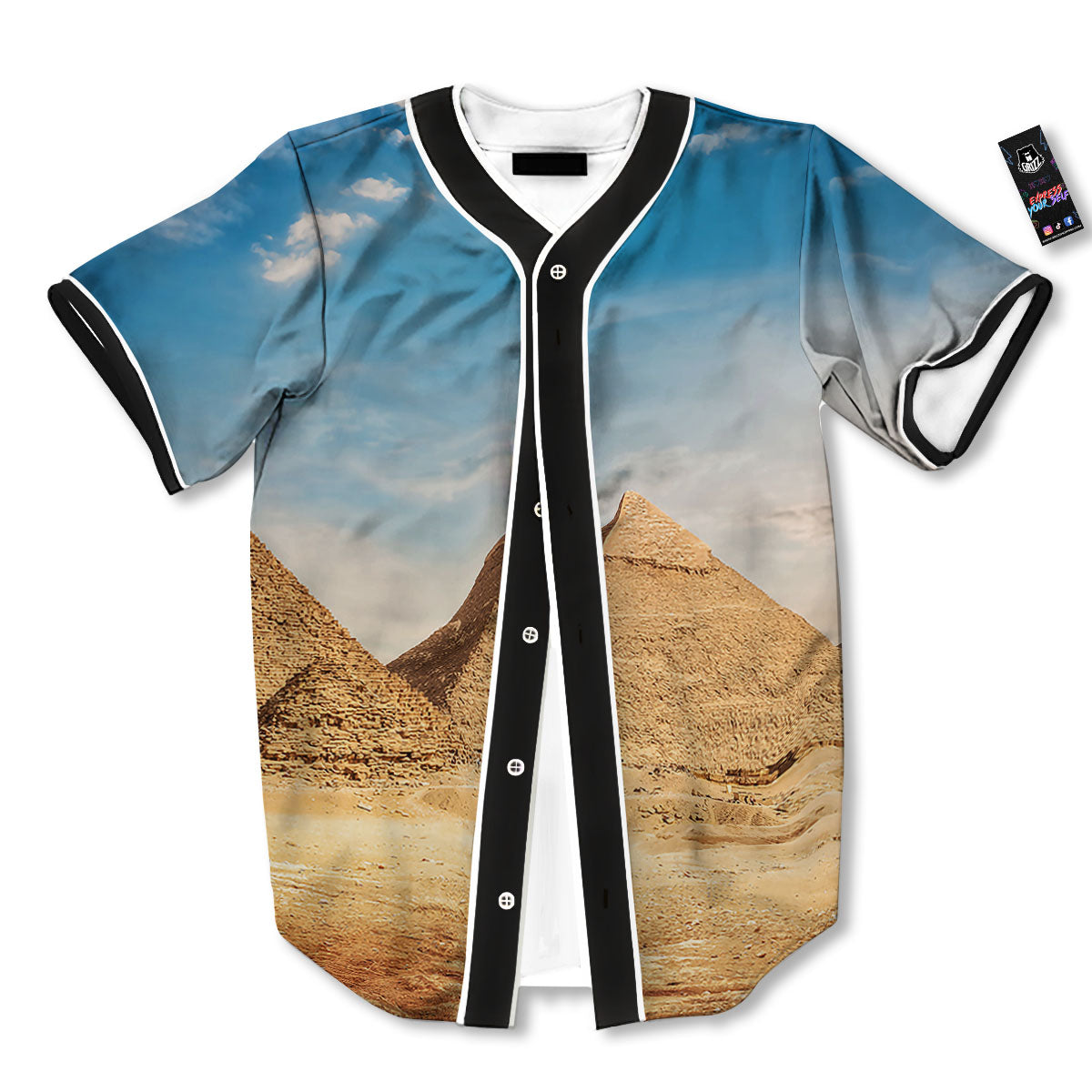 Pyramid Giza Print Baseball Jersey-grizzshop