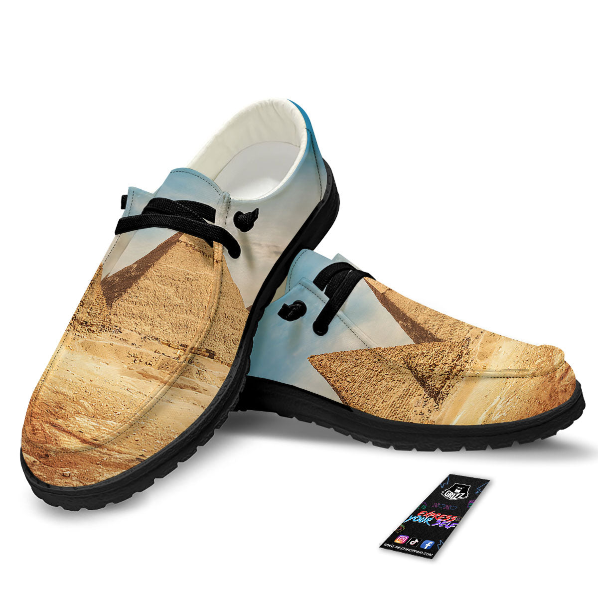 Pyramid Giza Print Black Loafers-grizzshop