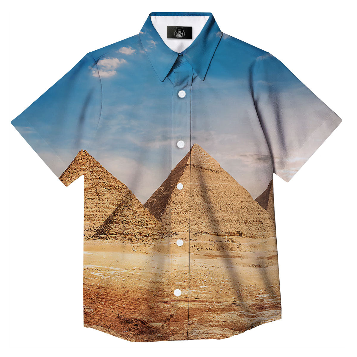 Pyramid Giza Print Button Up Shirt-grizzshop