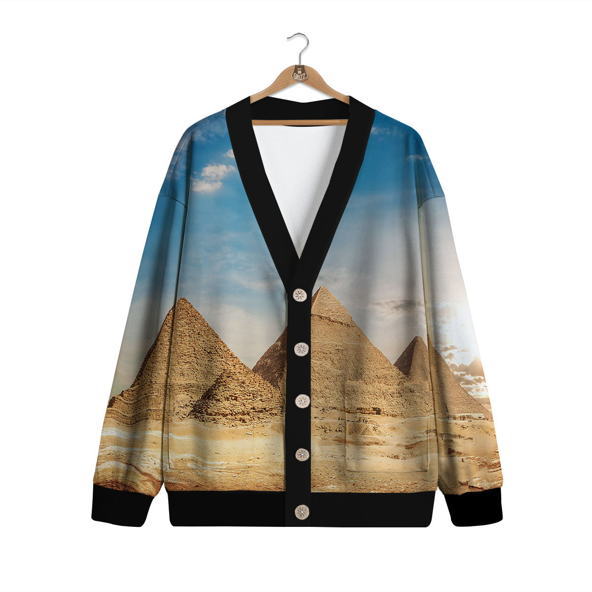 Pyramid Giza Print Cardigan-grizzshop