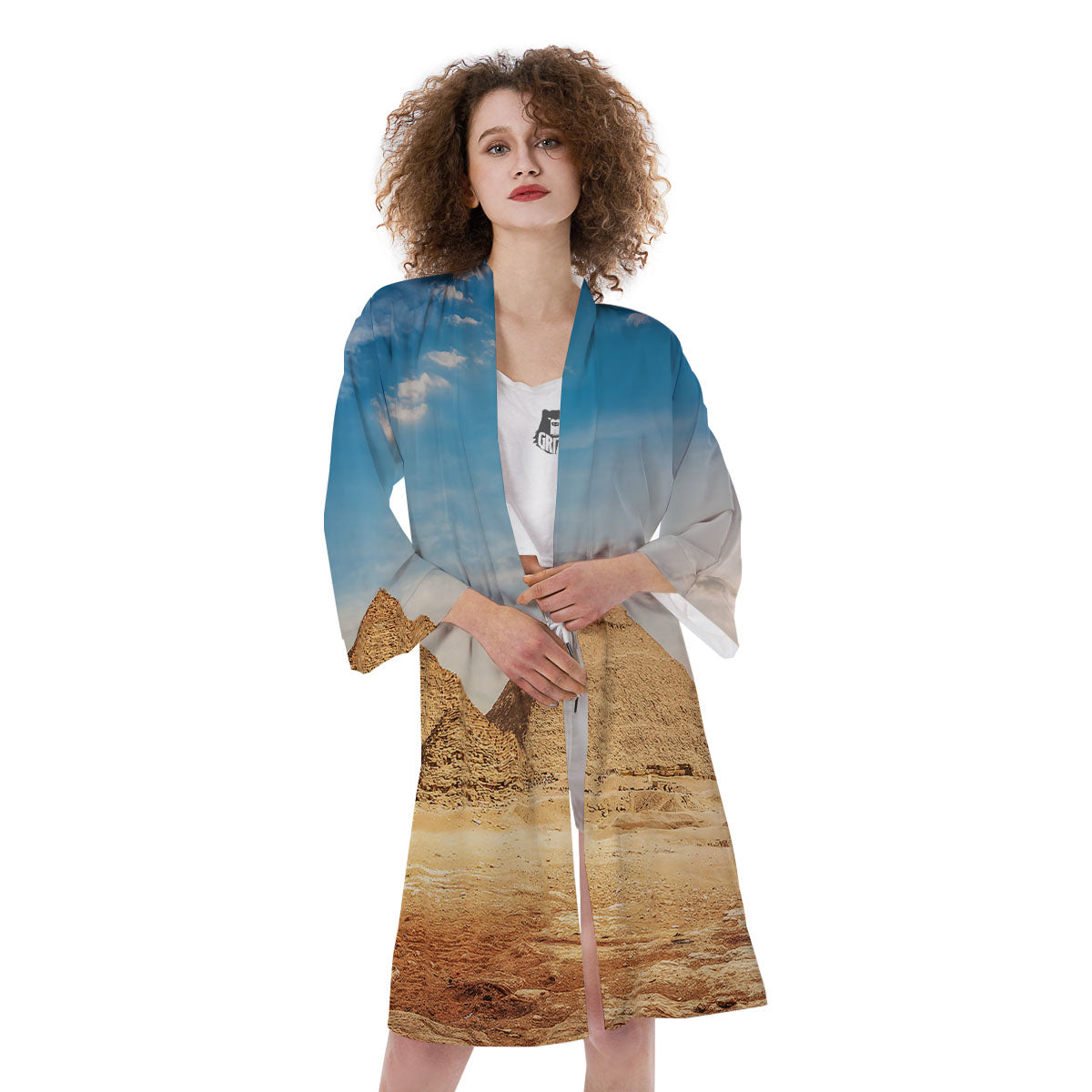 Pyramid Giza Print Kimono-grizzshop