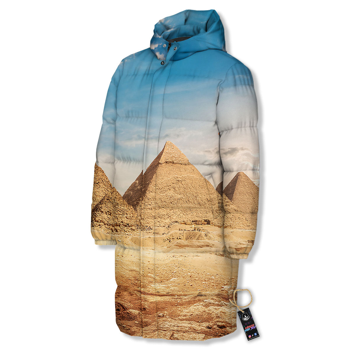 Pyramid Giza Print Long Down Jacket-grizzshop