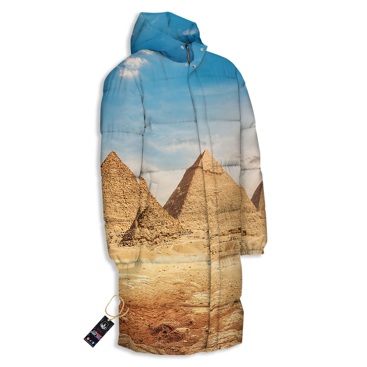 Pyramid Giza Print Long Down Jacket-grizzshop