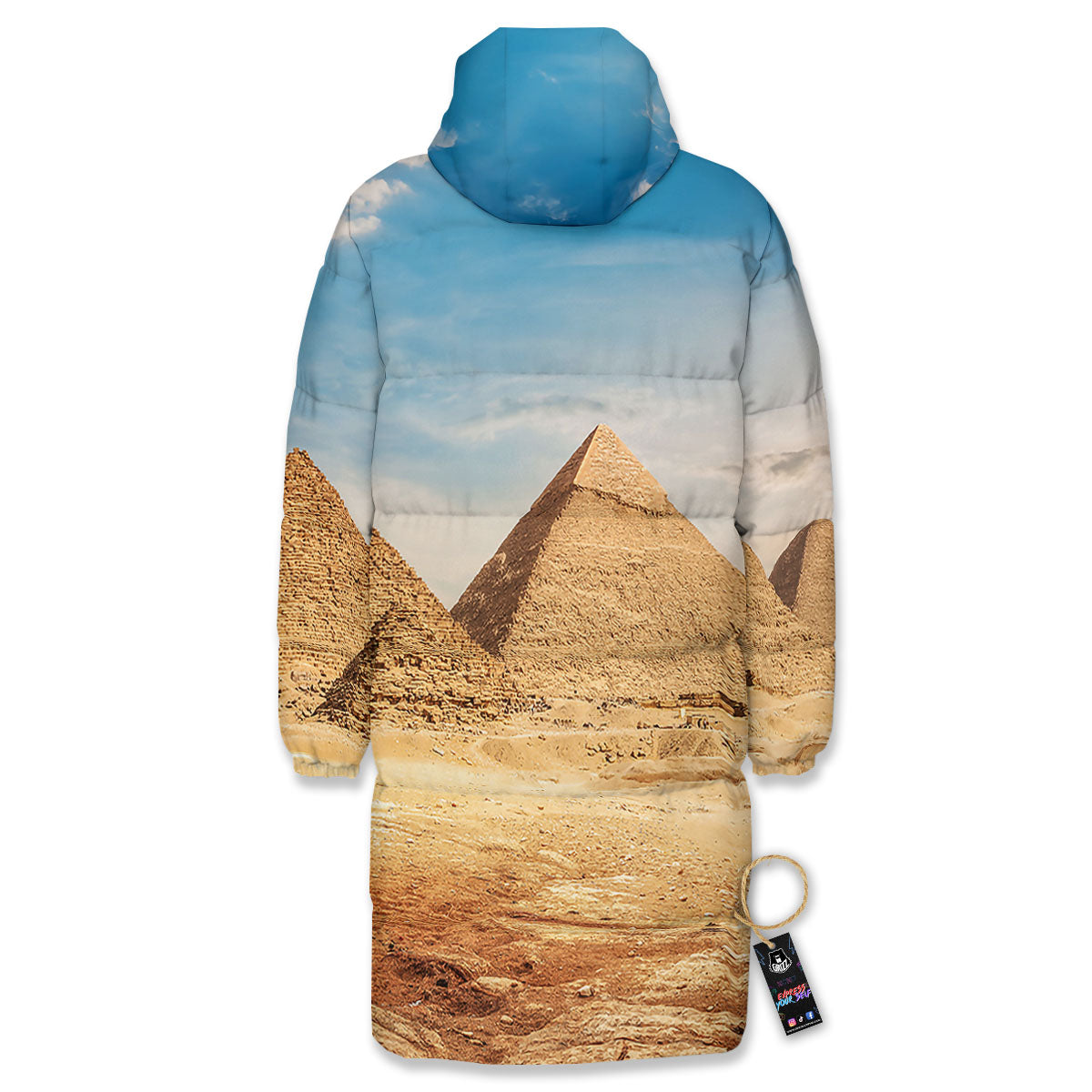 Pyramid Giza Print Long Down Jacket-grizzshop