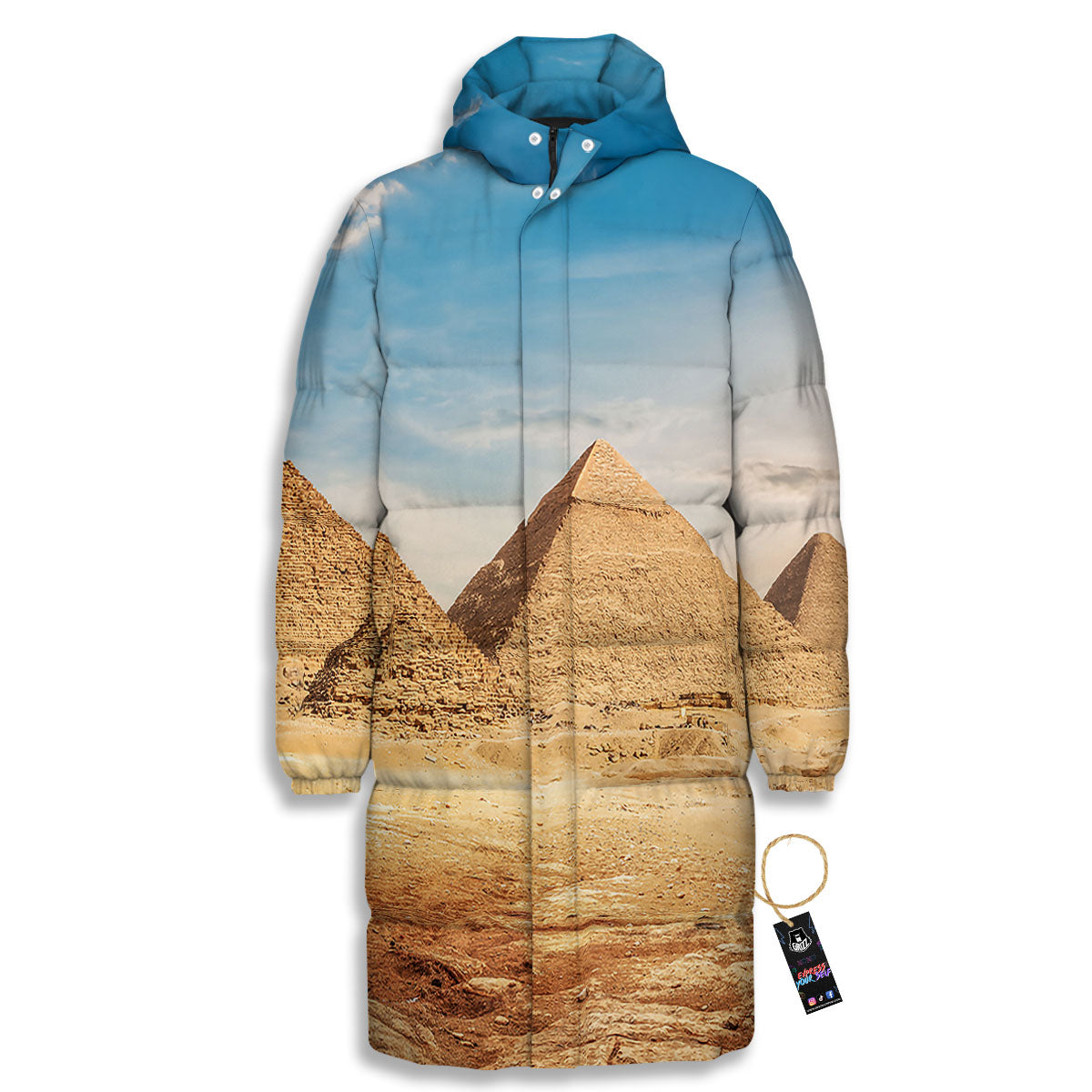 Pyramid Giza Print Long Down Jacket-grizzshop