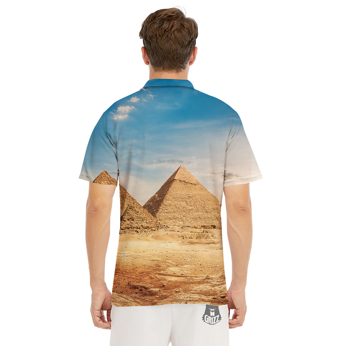 Pyramid Giza Print Men's Golf Shirts-grizzshop