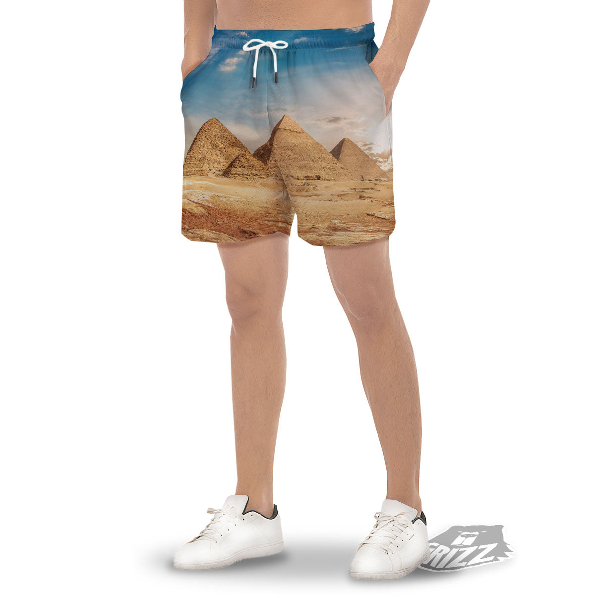 Pyramid Giza Print Men's Gym Shorts-grizzshop