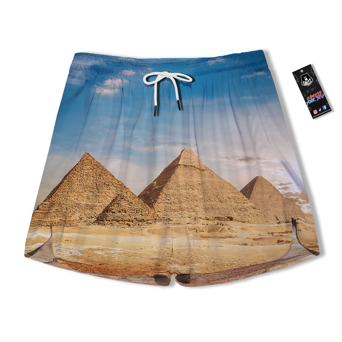 Pyramid Giza Print Men's Running Shorts-grizzshop
