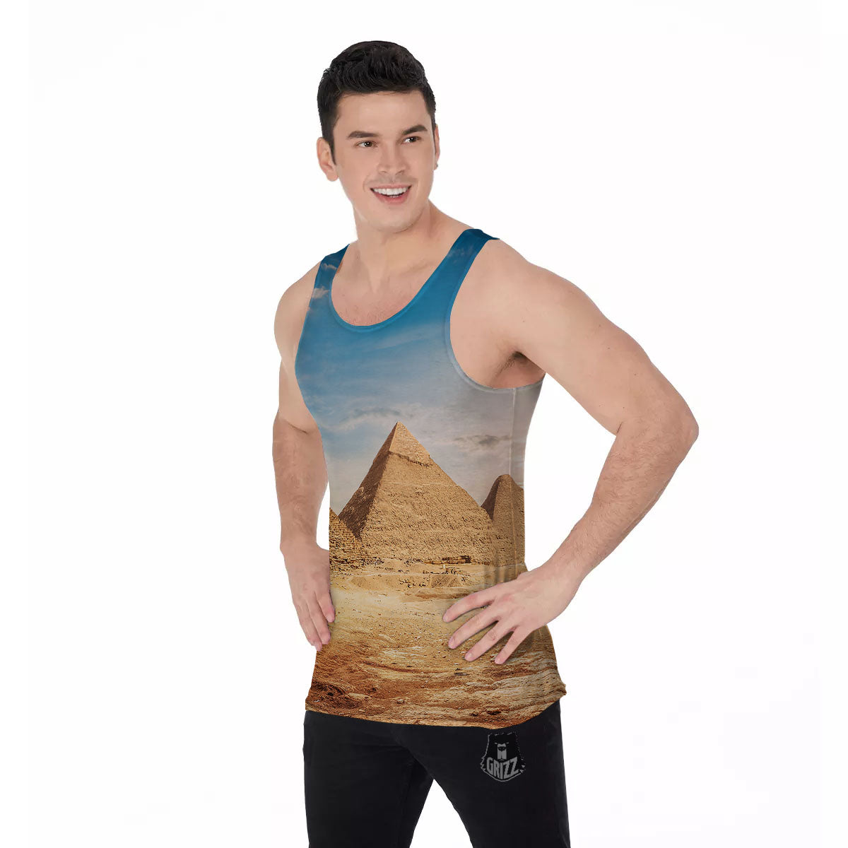 Pyramid Giza Print Men's Tank Top-grizzshop