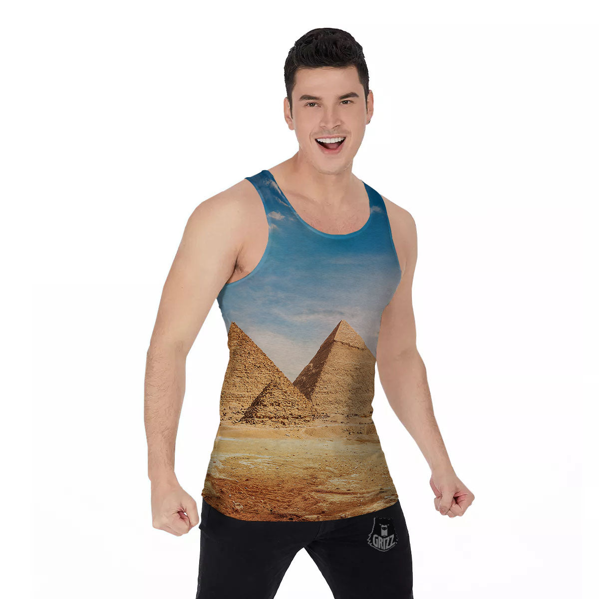 Pyramid Giza Print Men's Tank Top-grizzshop