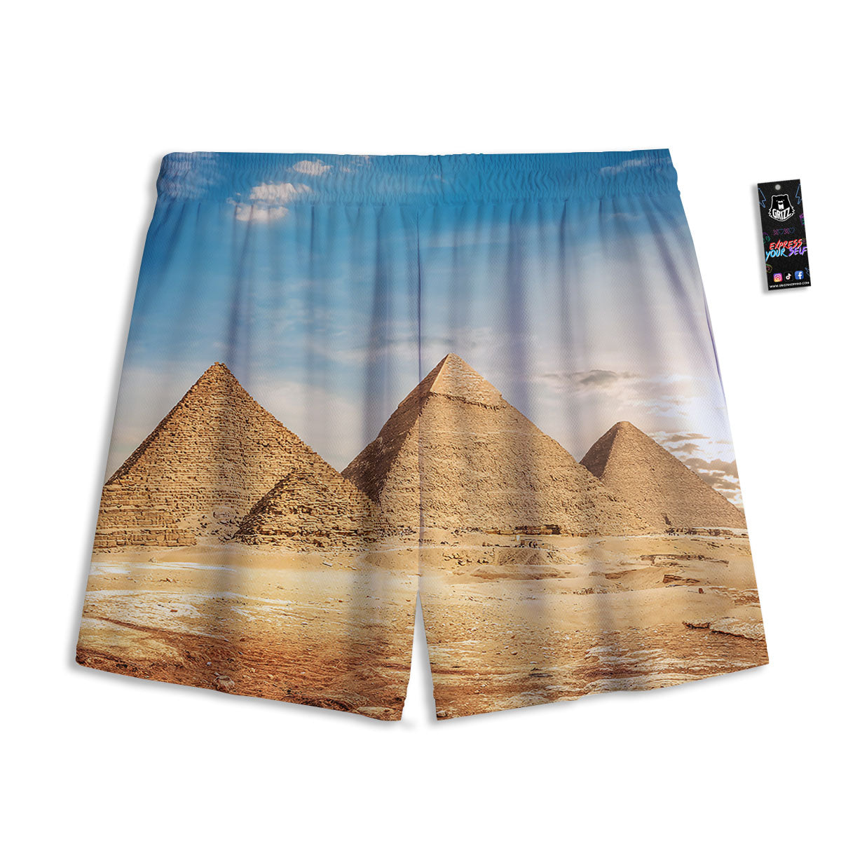 Pyramid Giza Print Mesh Shorts