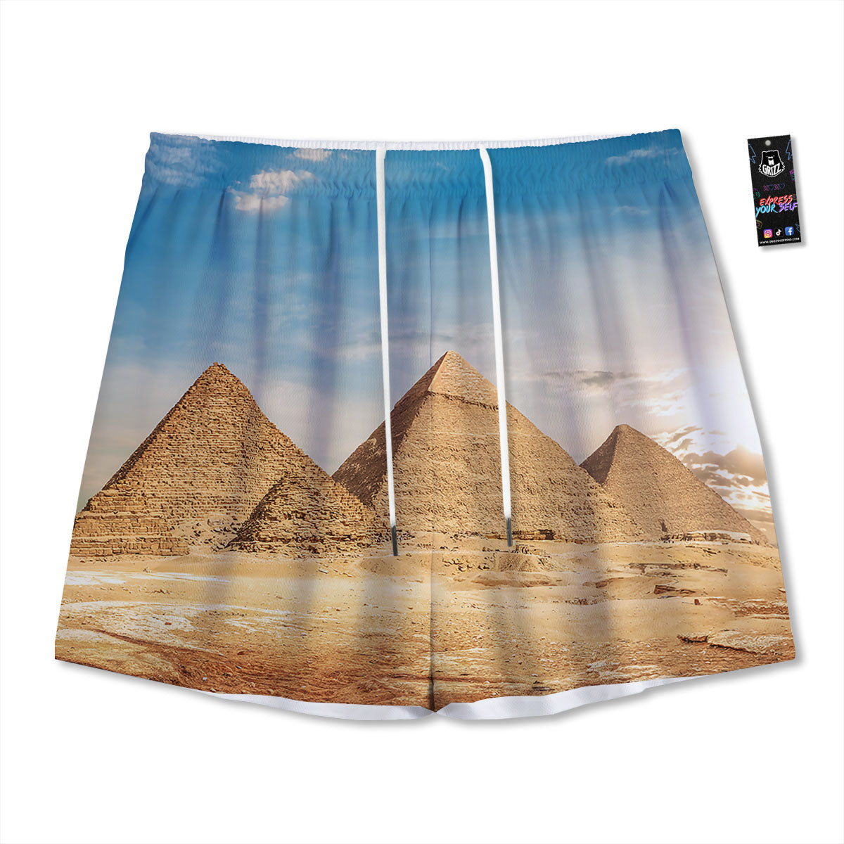 Pyramid Giza Print Mesh Shorts