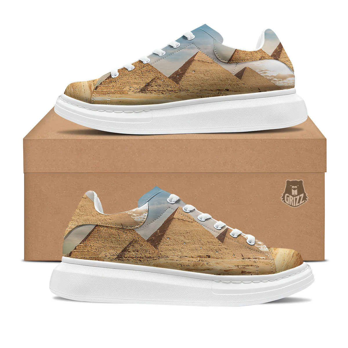 Pyramid Giza Print Platform Shoes-grizzshop