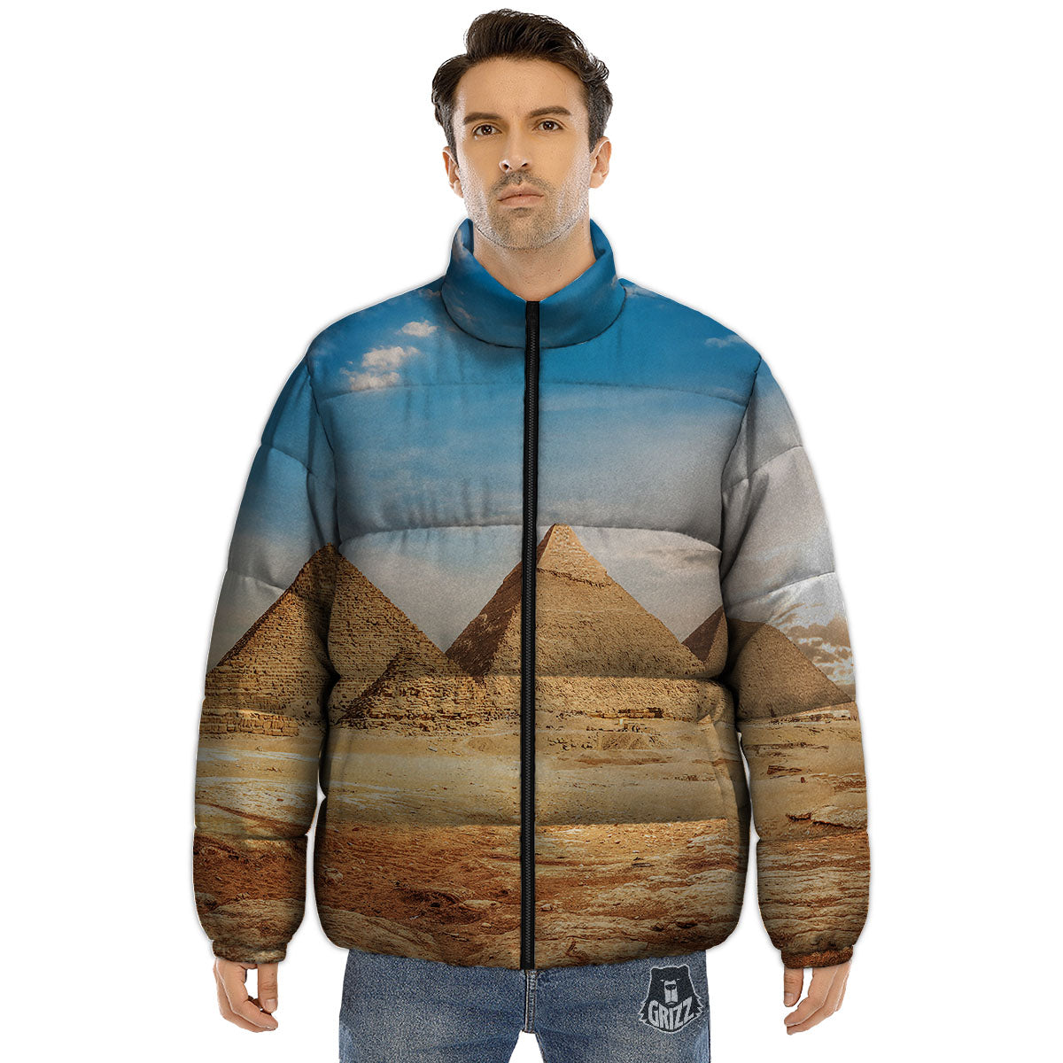 Pyramid Giza Print Puffer Jacket-grizzshop