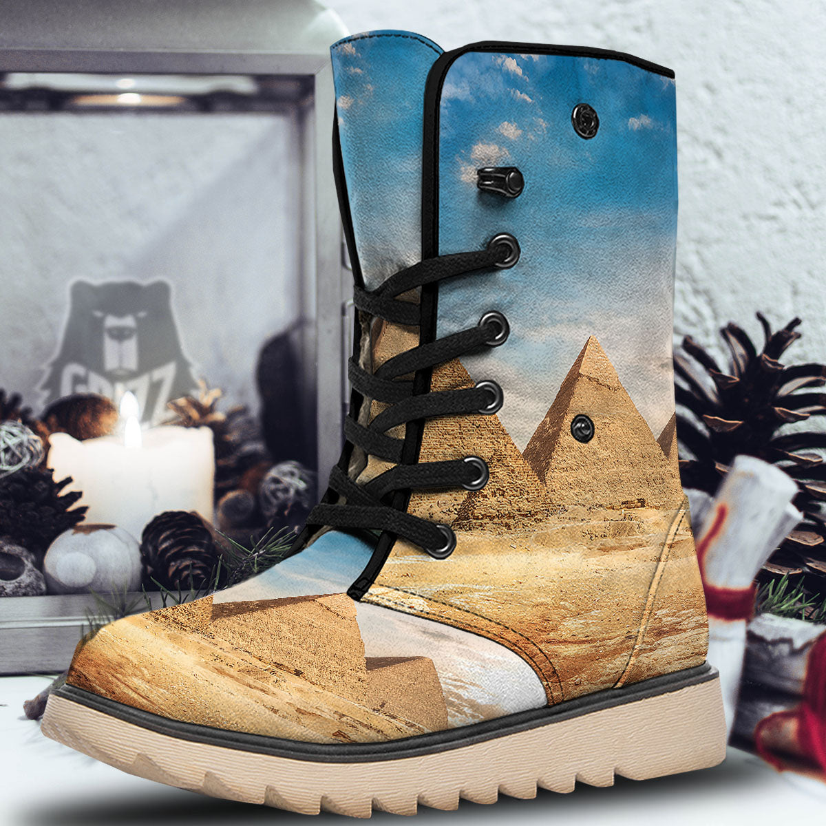 Pyramid Giza Print Snow Boots-grizzshop