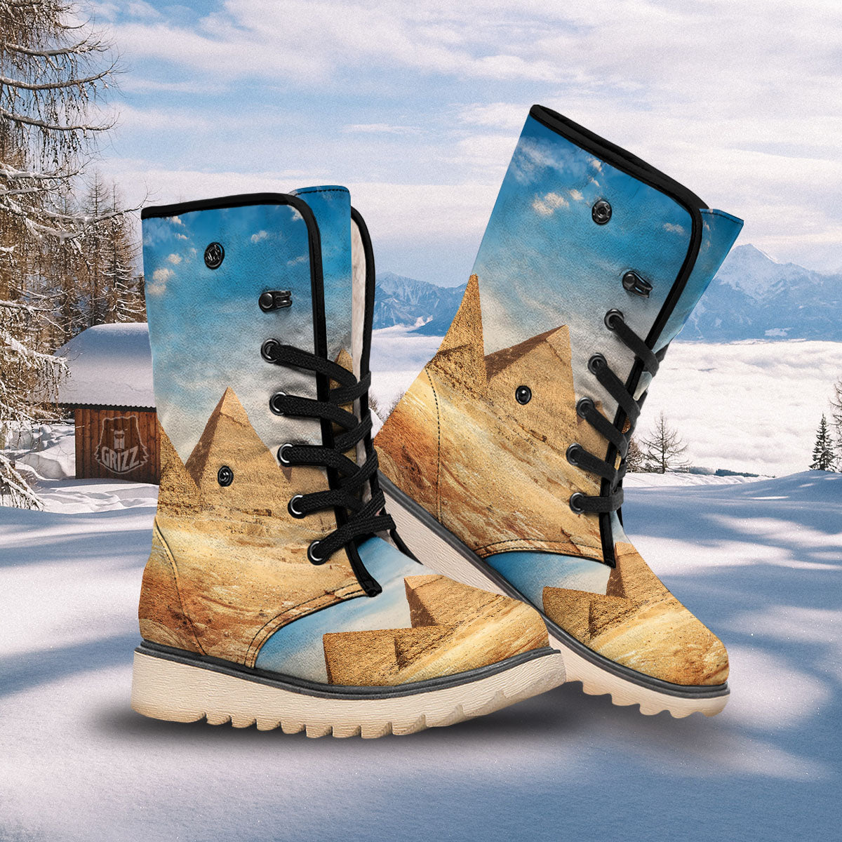 Pyramid Giza Print Snow Boots-grizzshop