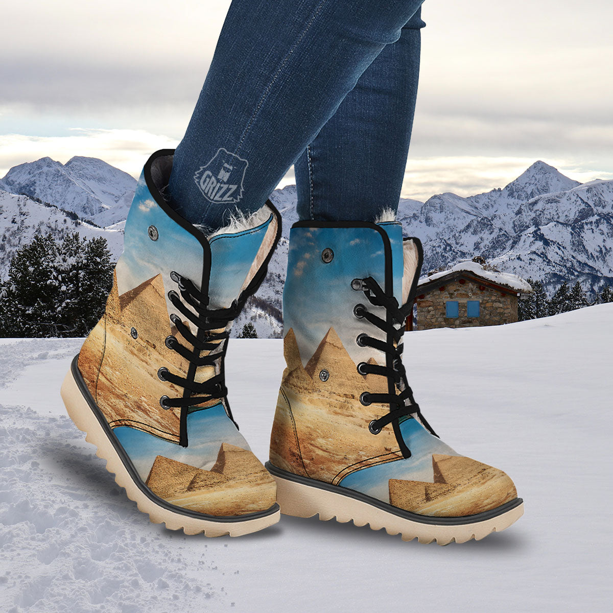 Pyramid Giza Print Snow Boots-grizzshop