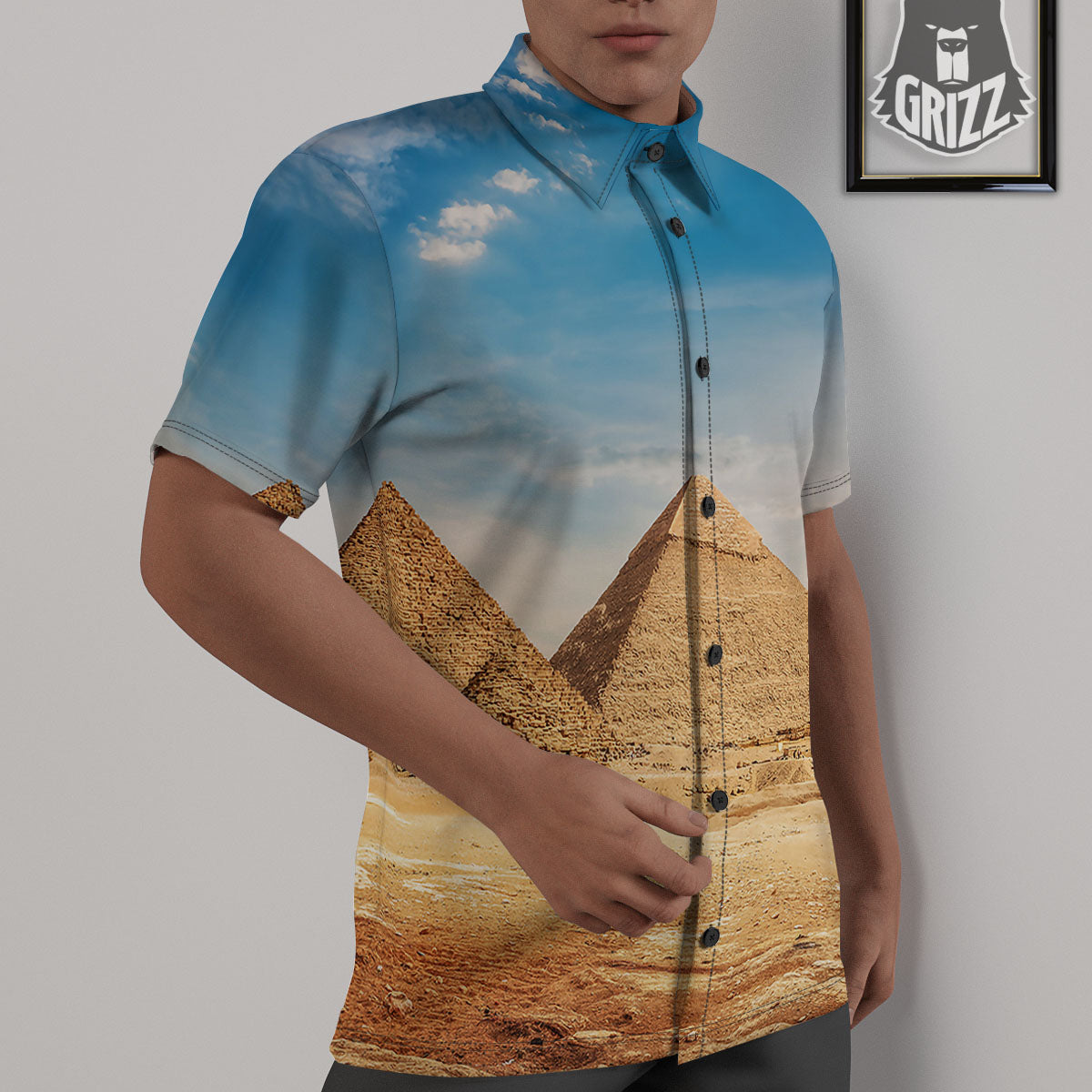 Pyramid Giza Print Untucked Shirts-grizzshop