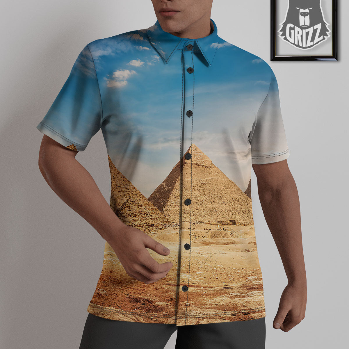 Pyramid Giza Print Untucked Shirts-grizzshop