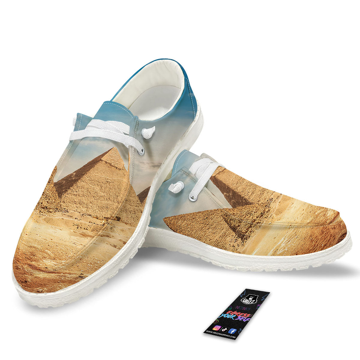 Pyramid Giza Print White Loafers-grizzshop