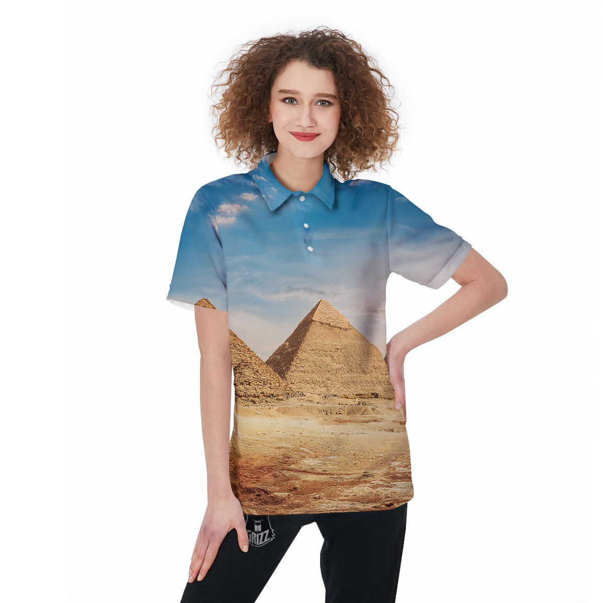 Pyramid Giza Print Women's Golf Shirts-grizzshop