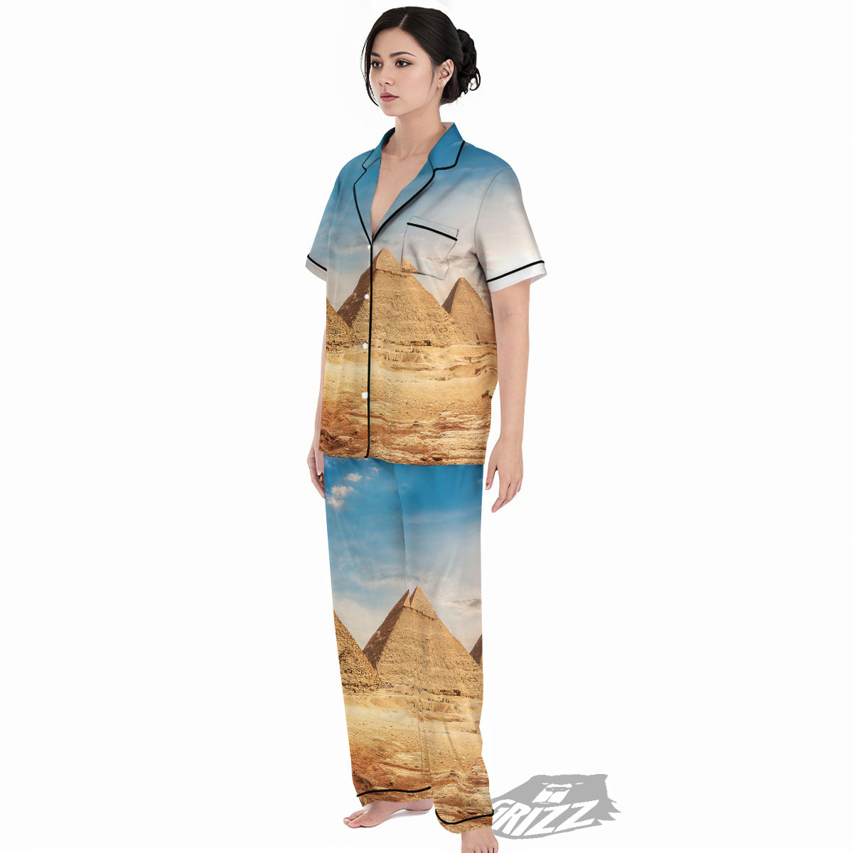 Pyramid Giza Print Women's Pajamas Set-grizzshop