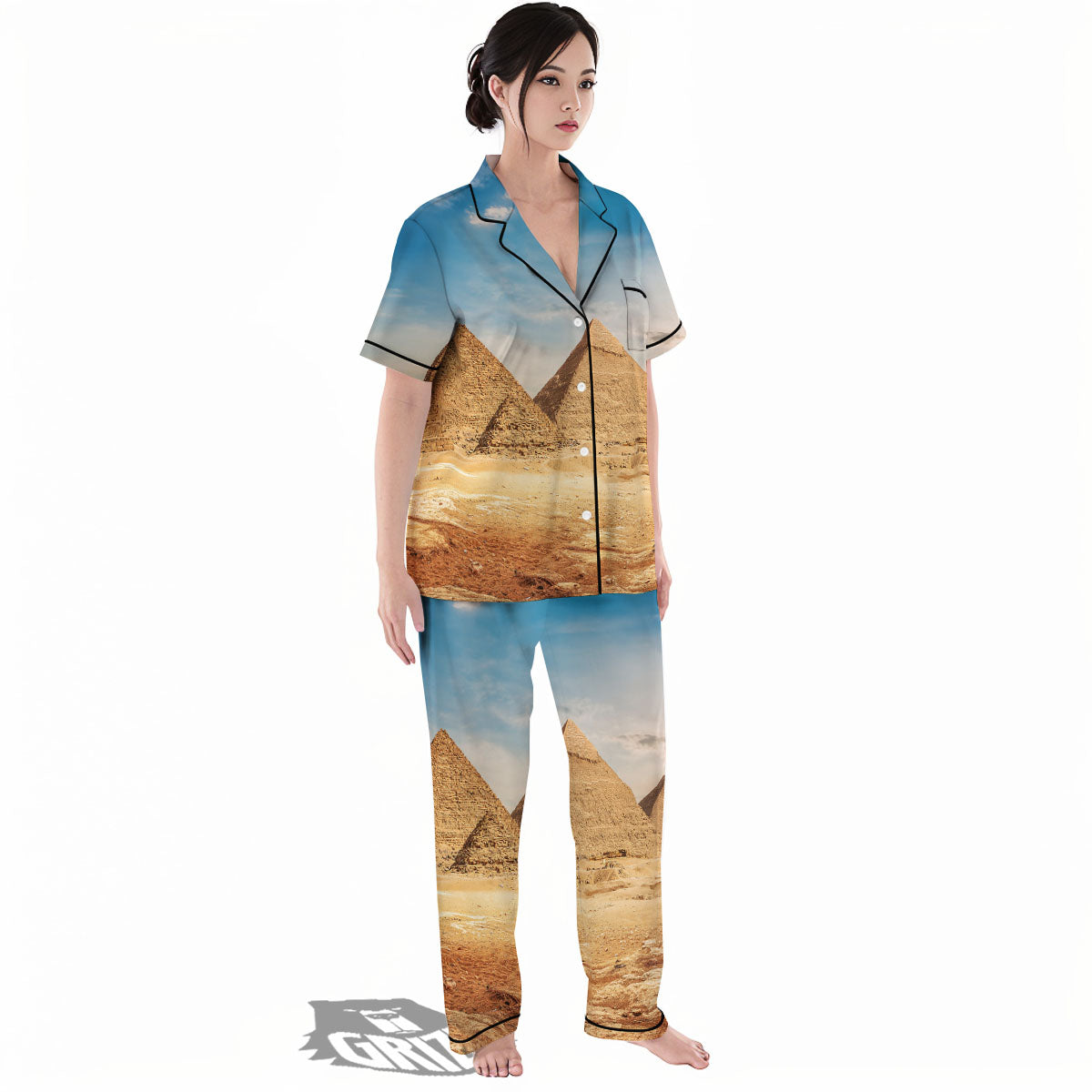 Pyramid Giza Print Women's Pajamas Set-grizzshop