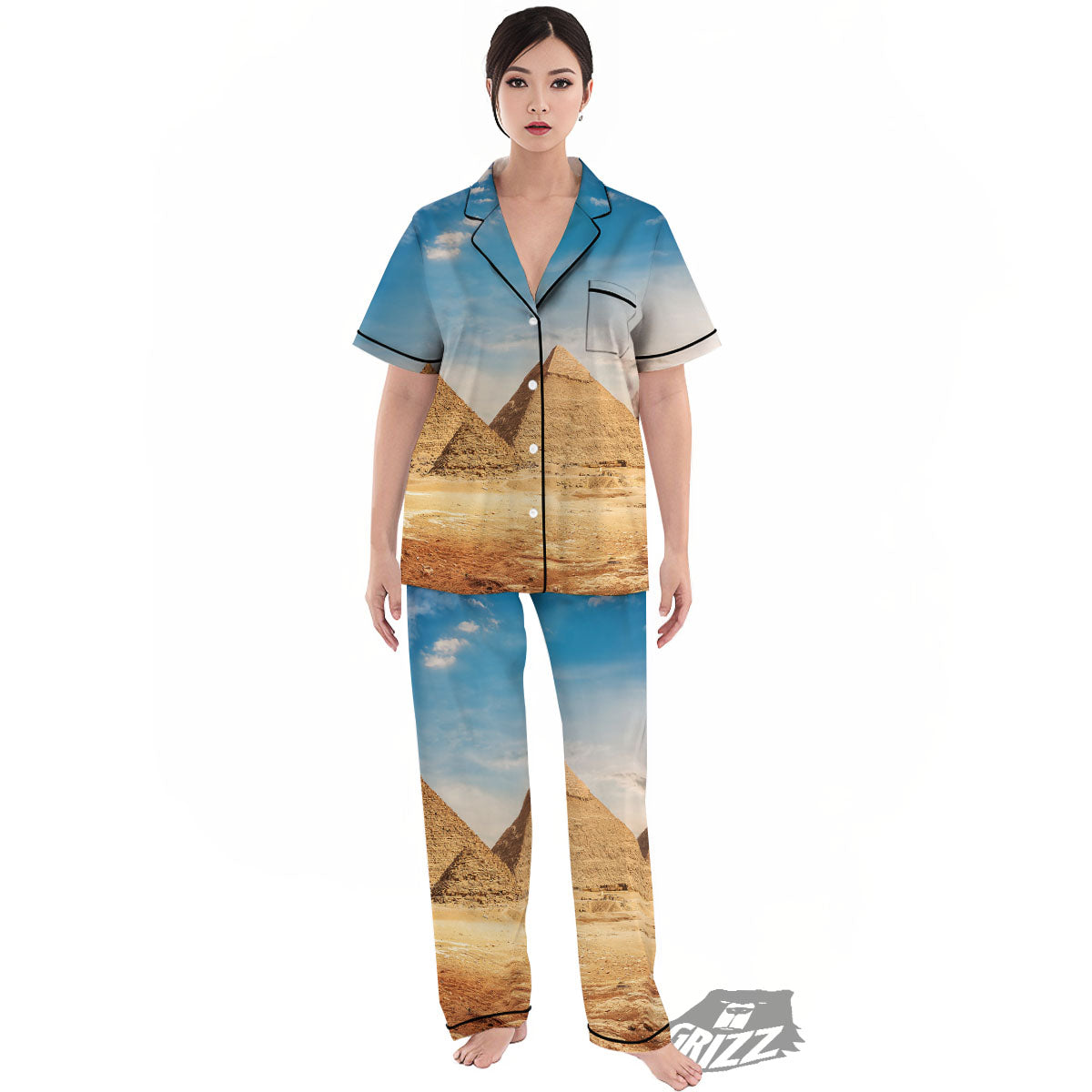 Pyramid Giza Print Women's Pajamas Set-grizzshop