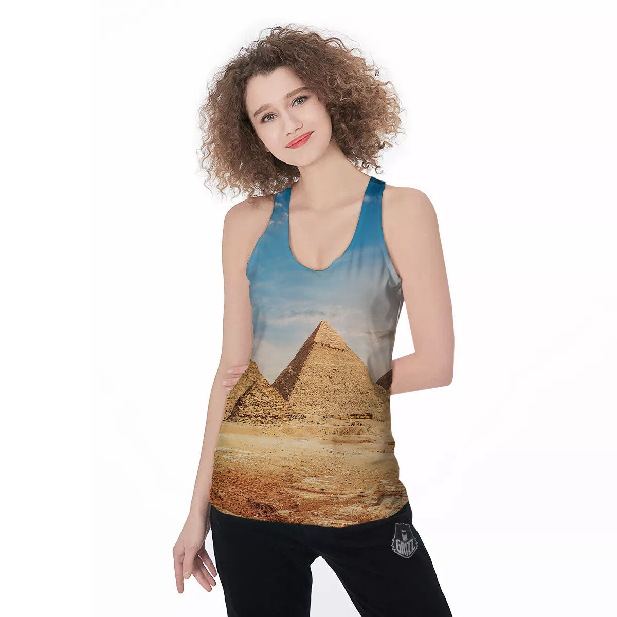Pyramid Giza Print Women's Racerback Tank Top-grizzshop