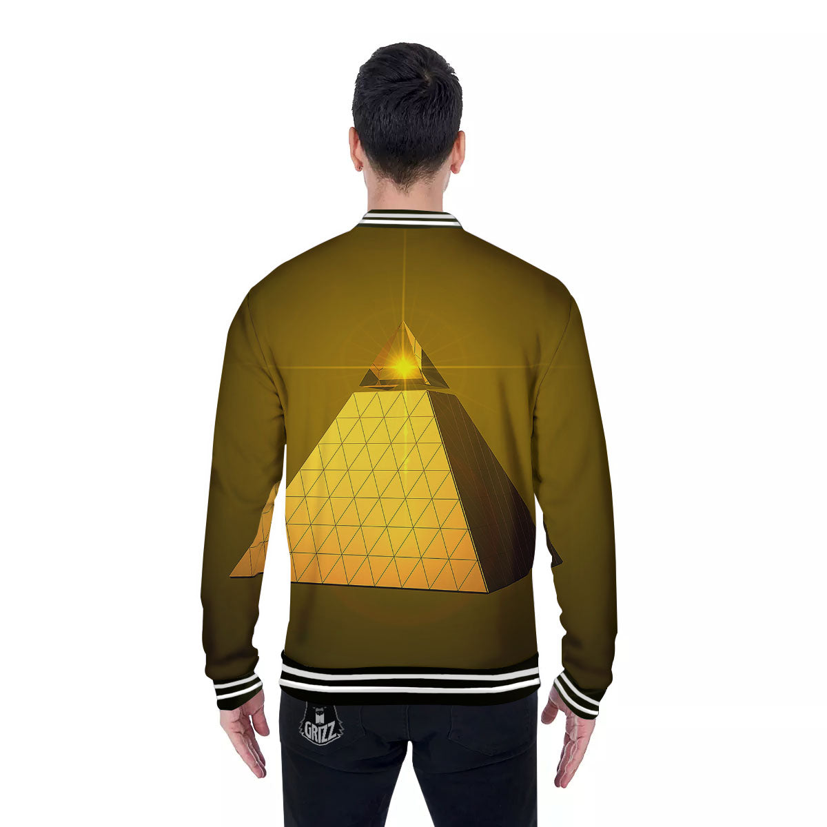 Pyramid Golden Print Baseball Jacket-grizzshop