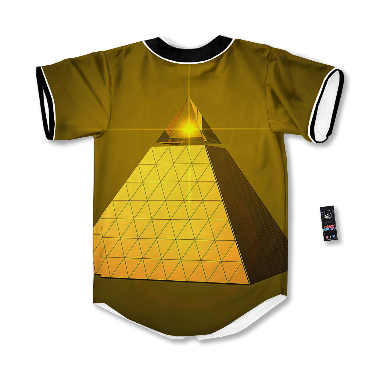 Pyramid Golden Print Baseball Jersey-grizzshop