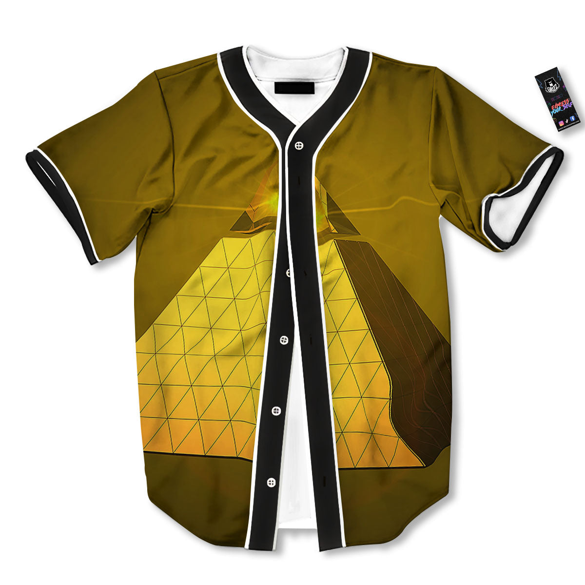 Pyramid Golden Print Baseball Jersey-grizzshop