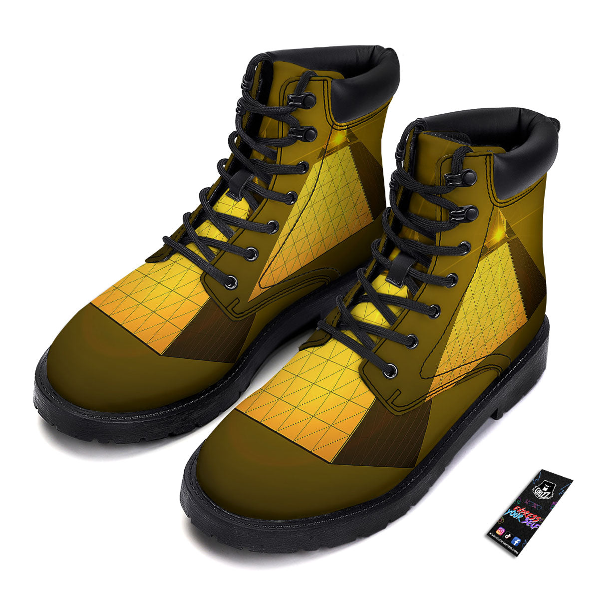 Pyramid Golden Print Boots-grizzshop