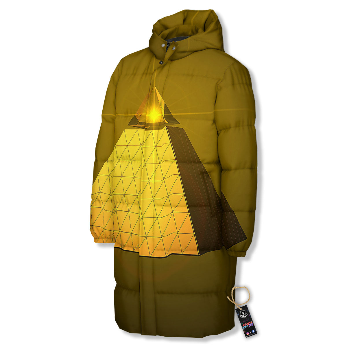 Pyramid Golden Print Long Down Jacket-grizzshop