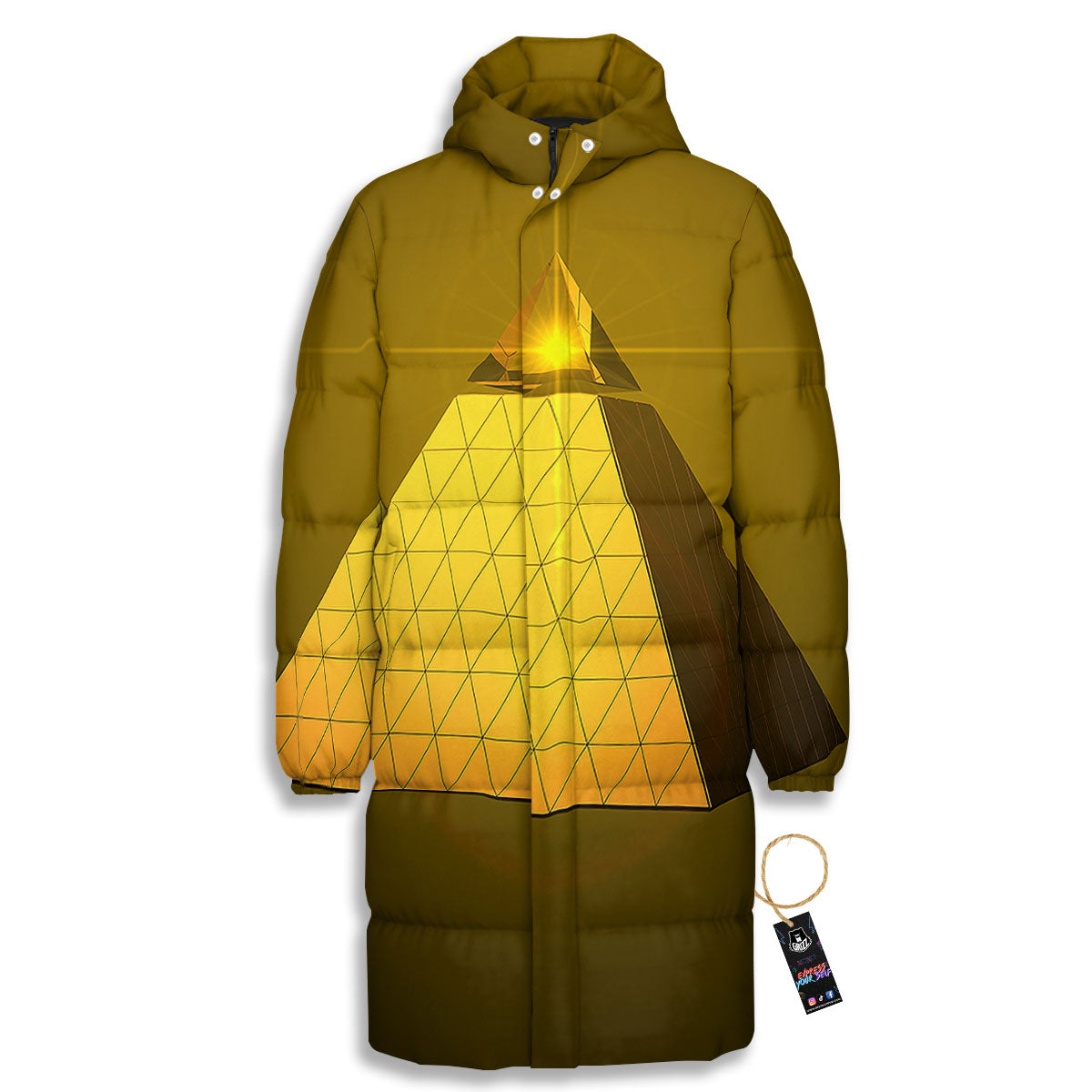 Pyramid Golden Print Long Down Jacket-grizzshop