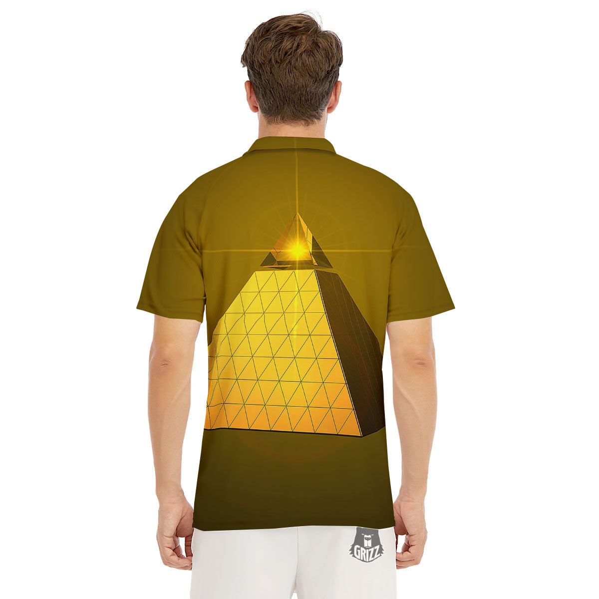 Pyramid Golden Print Men's Golf Shirts-grizzshop