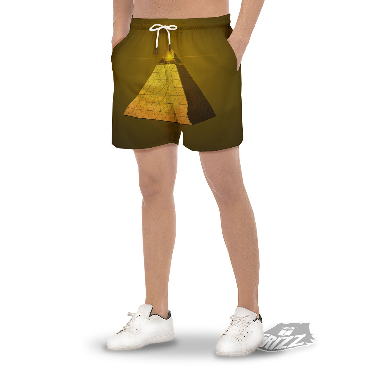 Pyramid Golden Print Men's Gym Shorts-grizzshop