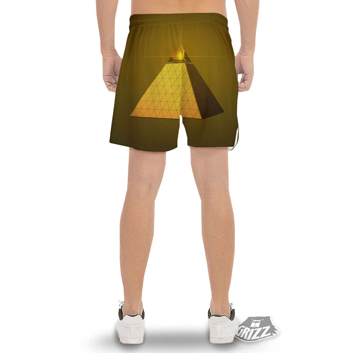 Pyramid Golden Print Men's Gym Shorts-grizzshop