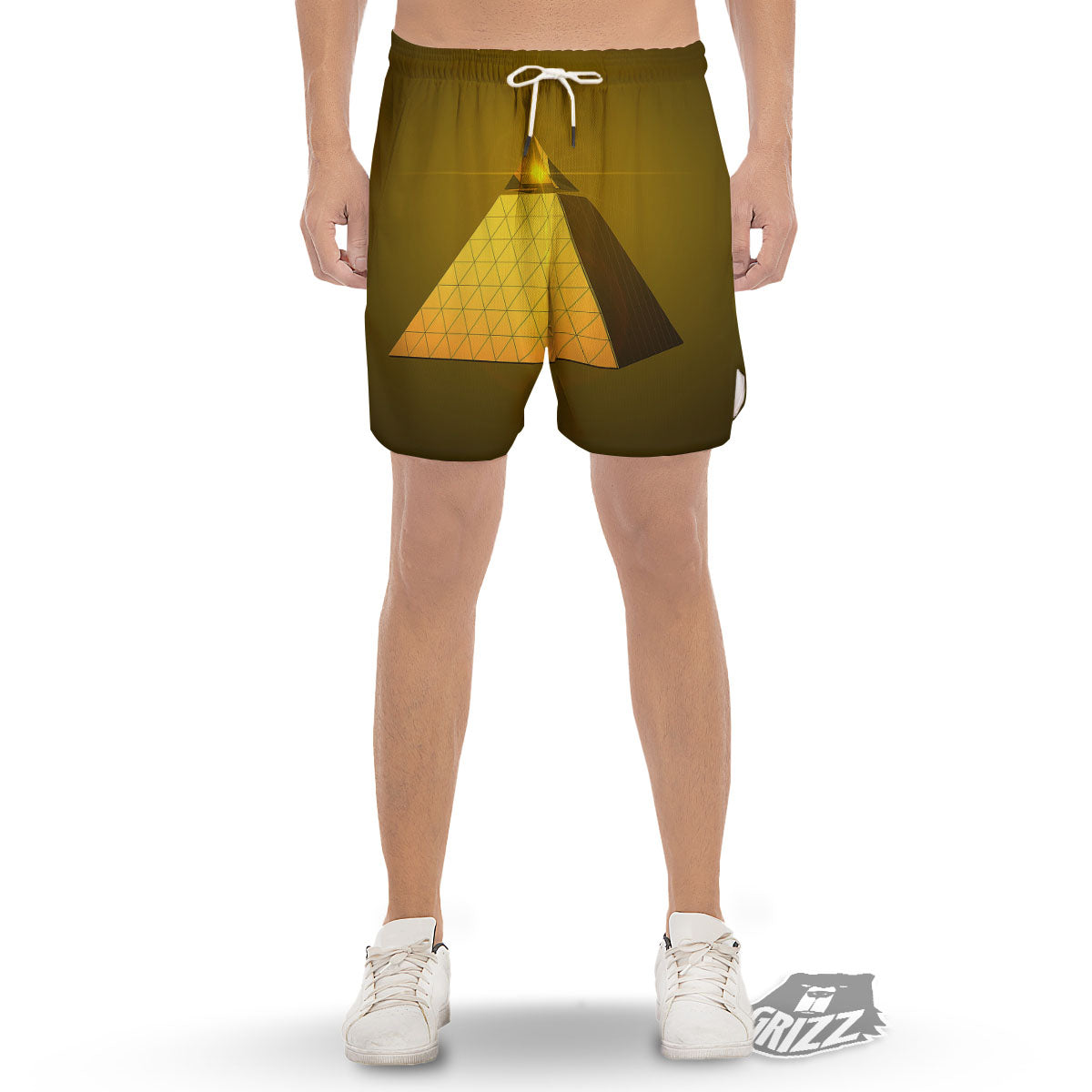 Pyramid Golden Print Men's Gym Shorts-grizzshop