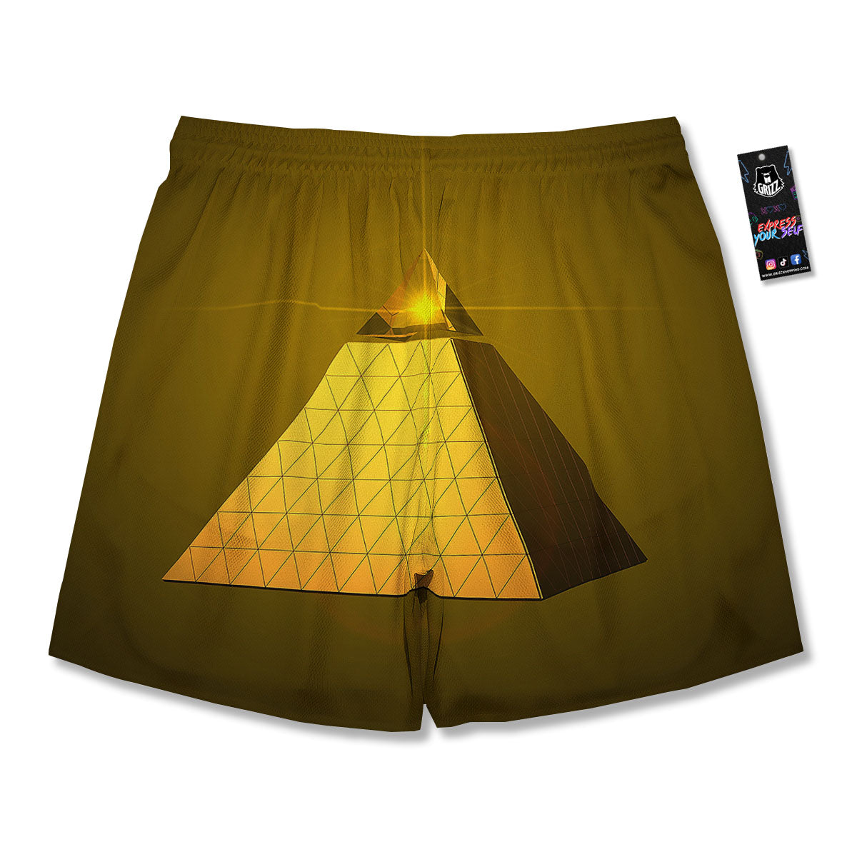 Pyramid Golden Print Men's Running Shorts-grizzshop