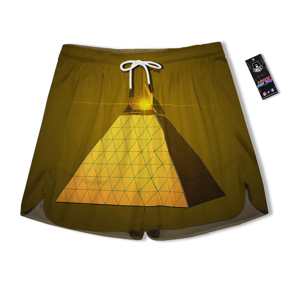 Pyramid Golden Print Men's Running Shorts-grizzshop