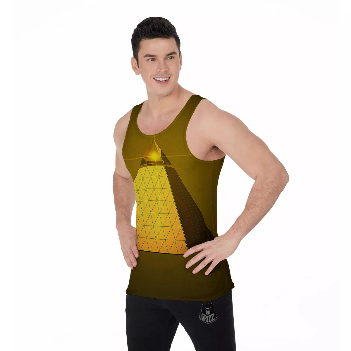 Pyramid Golden Print Men's Tank Top-grizzshop