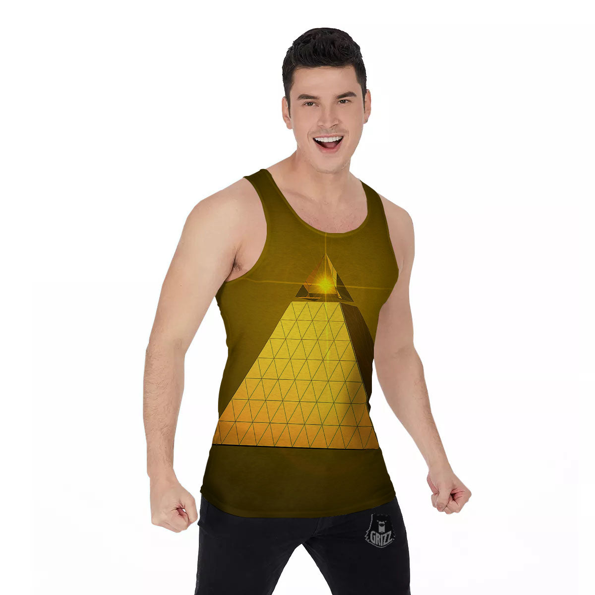 Pyramid Golden Print Men's Tank Top-grizzshop
