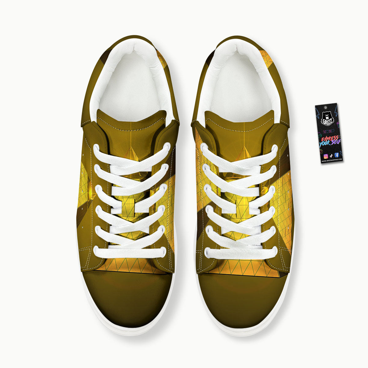 Pyramid Golden Print Platform Shoes-grizzshop