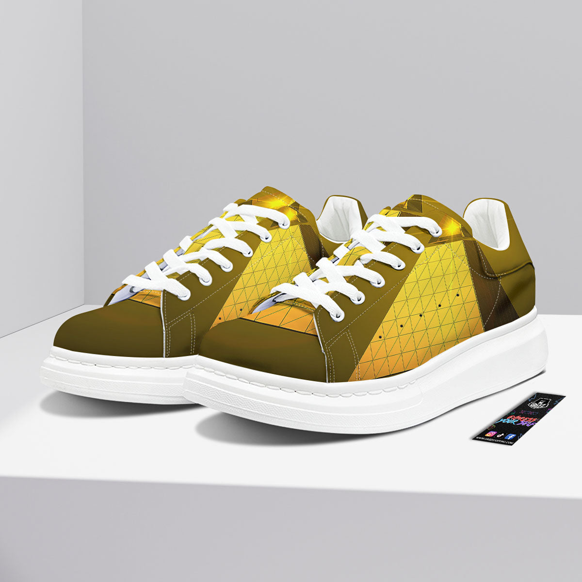 Pyramid Golden Print Platform Shoes-grizzshop