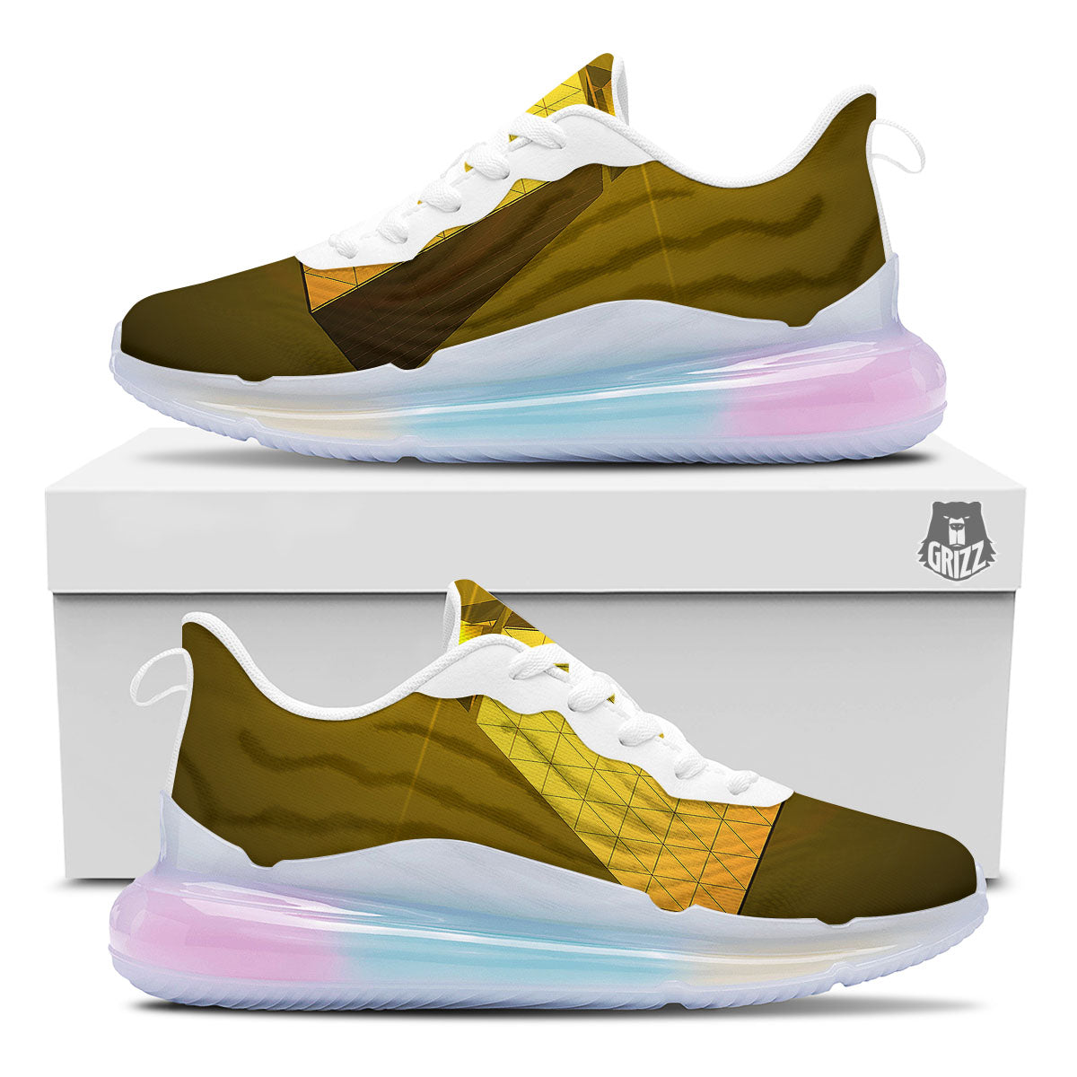 Pyramid Golden Print Running Sneakers-grizzshop