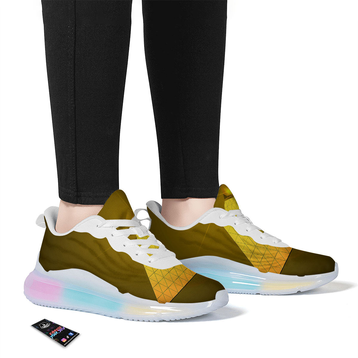 Pyramid Golden Print Running Sneakers-grizzshop
