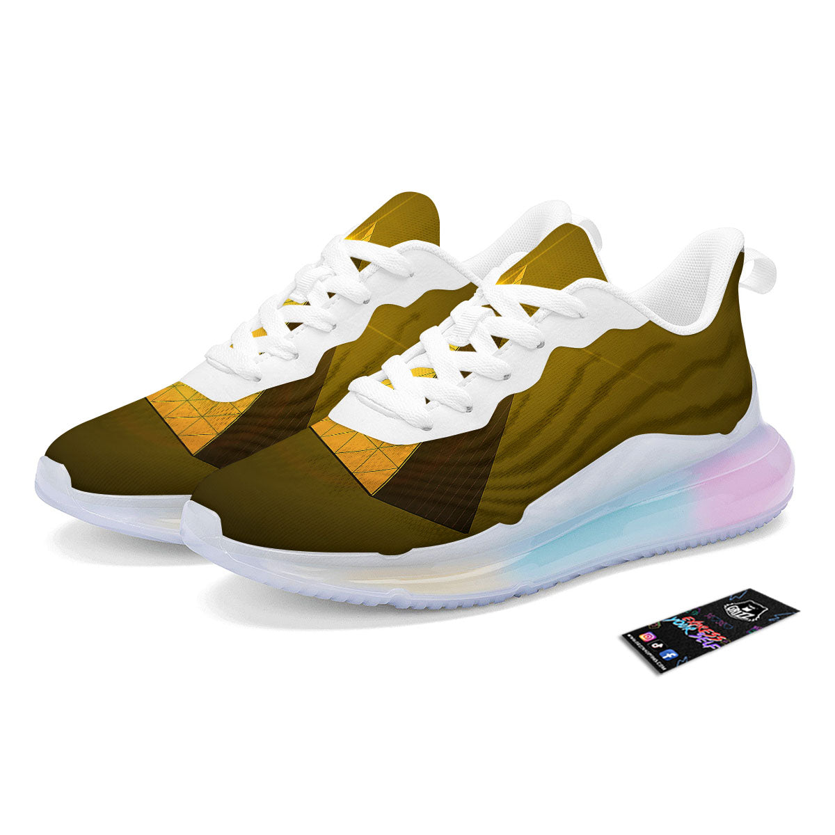 Pyramid Golden Print Running Sneakers-grizzshop