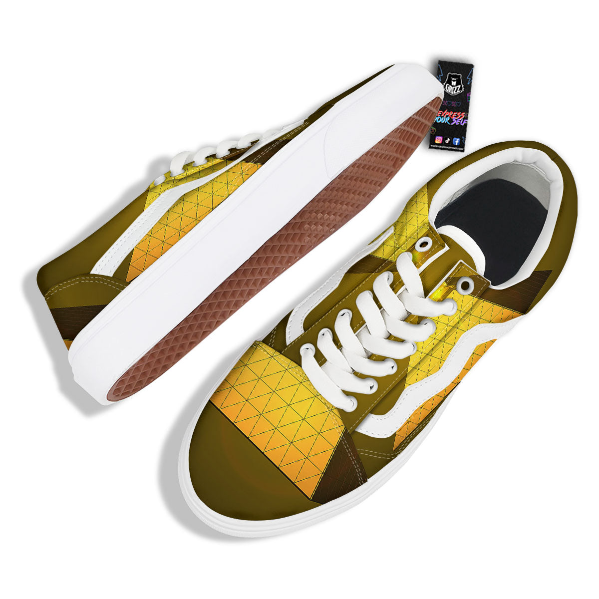 Pyramid Golden Print Skate Shoes-grizzshop